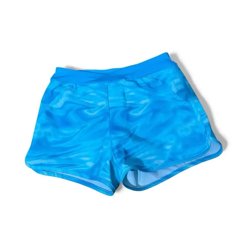 Lands End Kids Sweat Shorts Girls L 10-12 Ocean Blue